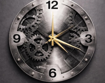 Industrial Shadow Plate Glass Clock, Modern Brutalist Wall Art, Geometric Urban Loft Decor, Unique Housewarming Gift