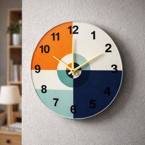 Reloj de cristal con círculos divididos: arte abstracto moderno para paredes contemporáneas, diseño a medida.