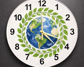 Organic Leaf Contour Glass Clock | Nature Inspired Round Wall Art for Eco-Conscious Homes | Modern Botanical Decor Gift