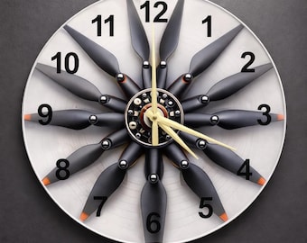 Radial Propeller Glass Clock | Modern Kinetic Art Wall Decor for Tech Enthusiasts & Industrial Chic Homes