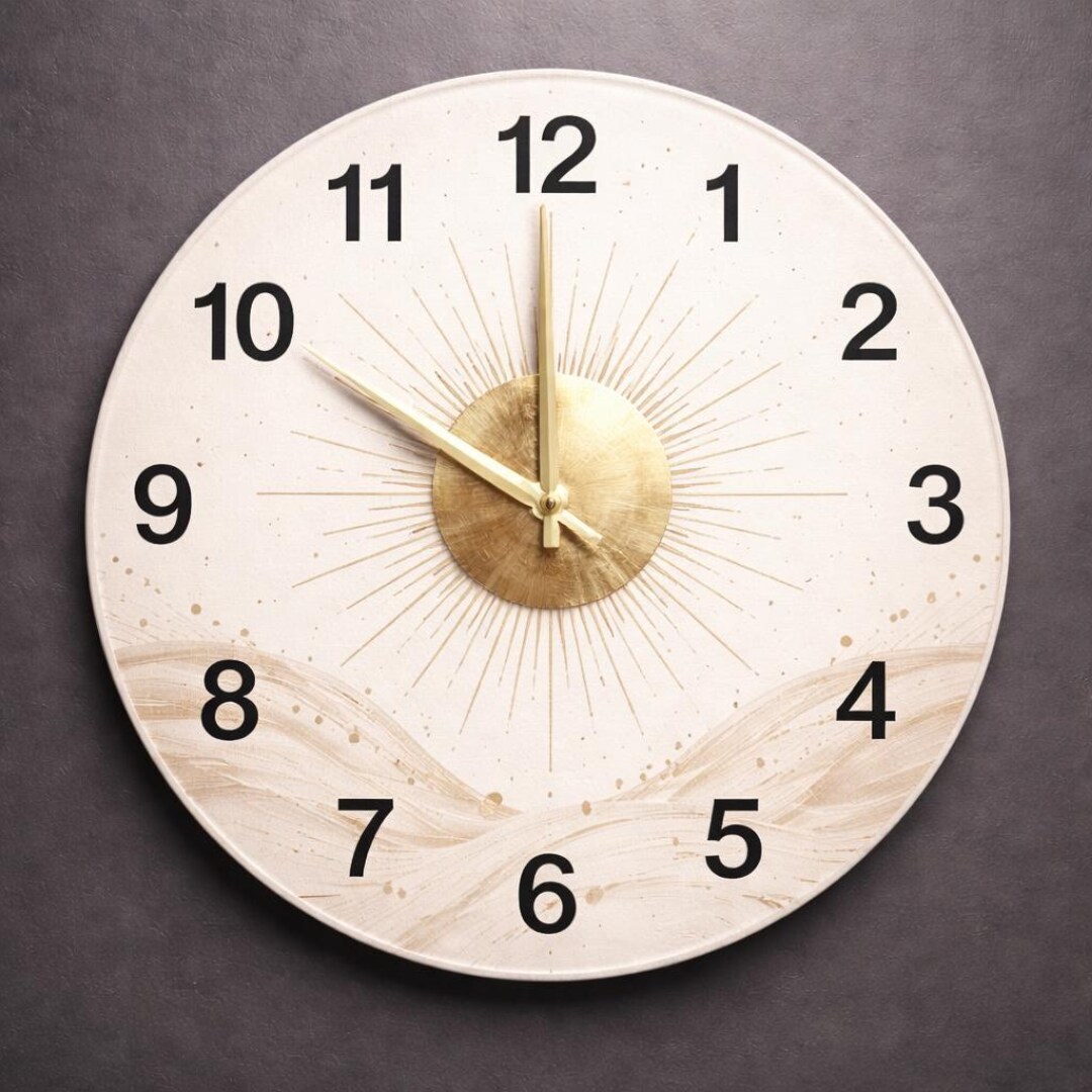 Neutral Clock Display Neutral Sun Disk Wall Clock | Minimalist Glass Art for Modern Home ...