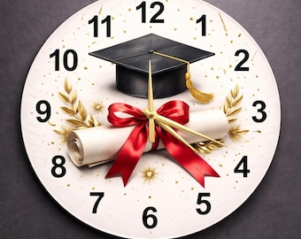 Graduation Diploma Wall Clock | Academic Achievement Glass Art | Unique College Graduate Gift Decor