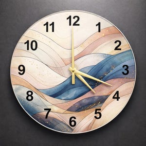 Reloj de pared abstracto de cristal con forma de arco / Arte moderno con trazos de pluma para un estilo de vida contemporáneo / Regalo único para la decoración del hogar