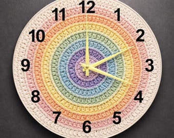 Crochet Halo Glass Wall Clock | Abstract Fiber Art Decor for Modern Living Spaces | Unique Round Clock Gift