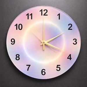 Soft Gradient Halo Glass Wall Clock | Modern Round Minimalist Art for Aesthetic Room Decor | Unique Housewarming Gift