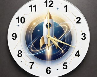 Innovation Art Clock for Entrepreneurs | Rocket Halo Design Glass Wall Decor | New Office Gift