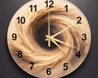 Sandstorm Swirl Abstract Glass Clock | Modern Dynamic Wall Art for Living Room | Unique Housewarming Gift Idea