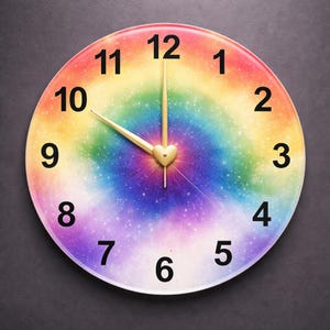 Décoration murale croissant - Horloge ronde en verre | Auréole dorée | Décoration de cuisine boulangerie | 26-51 cm