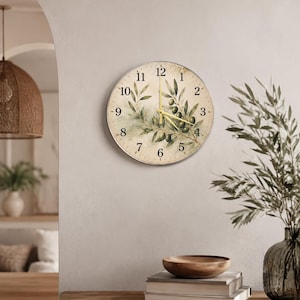 Abstract Ink Wash Glass Wall Clock, Minimalist Round Circular Timepiece for Modern Living Room Decor