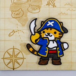 Neko Atsume Pirate Cat - Colgante de pared de madera