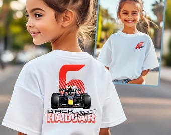 Camiseta infantil de Isack Hadjar de Fórmula Uno, camiseta juvenil de F1: regalo para aficionados a las carreras.