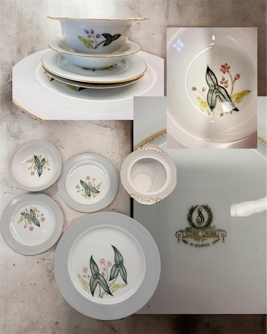 Vintage Occupied Japan Sone China Floral Replacement Dinnerware Lot - Etsy