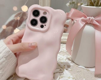 Glossy Light Pink Bubble Phone Case, 3D Shockproof TPU Cover for iPhone