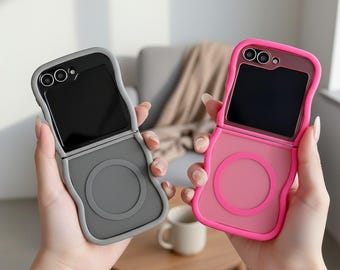 Matte Magnetic Case for Galaxy Z Flip 7, 6, 5, 4, 3 – Frosted Translucent Back, Slim Protective Cover