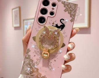 Sparkle Glitter Phone Case with Ring Holder for Samsung S25 S24 S23 Series