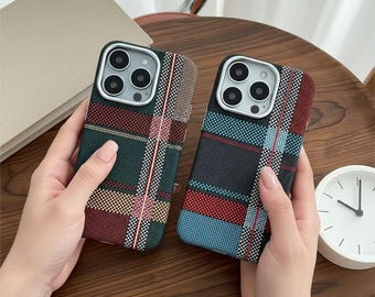 iPhone Magnetic Case – Retro Geometric Totem Design, Lens Protection, Hard Cover