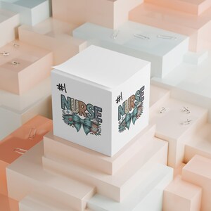 Number 1 Nurse Note Cube | Medical Desk Stationery, Hand-Drawn Artwork