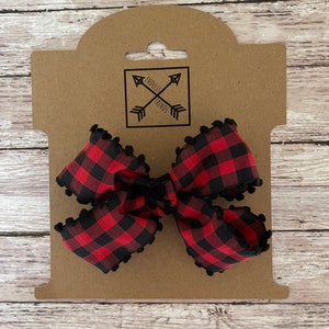 Buffalo Plaid Bow | Hand Tied Baby and Kid&#39;s Bow | Hair Bows