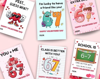 67 Valentine's Day Cards for Kids | Funny Classroom Valentines | Six Seven Trend Valentine Boys Girls Gen Z Alpha Valentine Cards Boys Girls