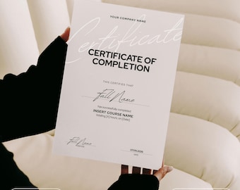 Certificate of Completion Template Editable Canva 3 Design Bundle A4 Printable Instant Download