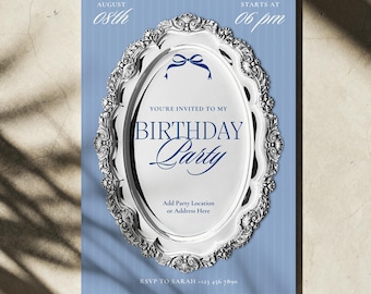 Bridgerton Themed Birthday Invitation Template, Editable Canva, Printable + Mobile Version, Instant Download