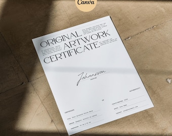 Certificate of Authenticity Template Editable Canva A4 Printable COA for Artists Instant Digital Download
