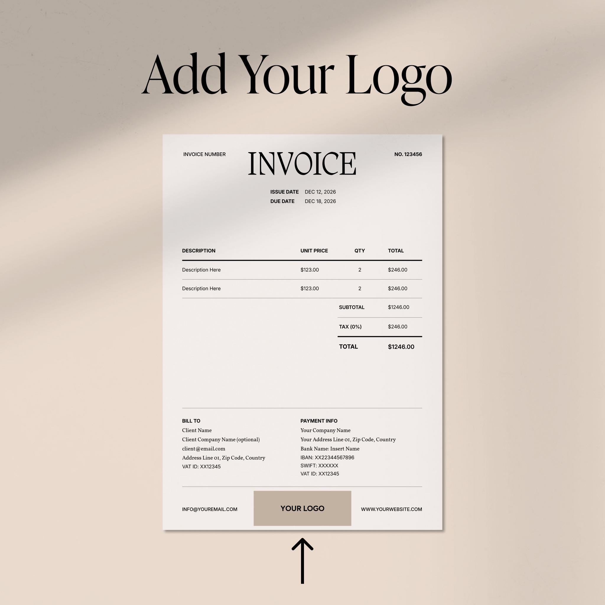 Invoice Template Editable Canva A4 for Small Business Freelancers ...