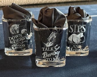 Kentucky Derby Shot Glass Set – 5 Laser-Engraved Designs