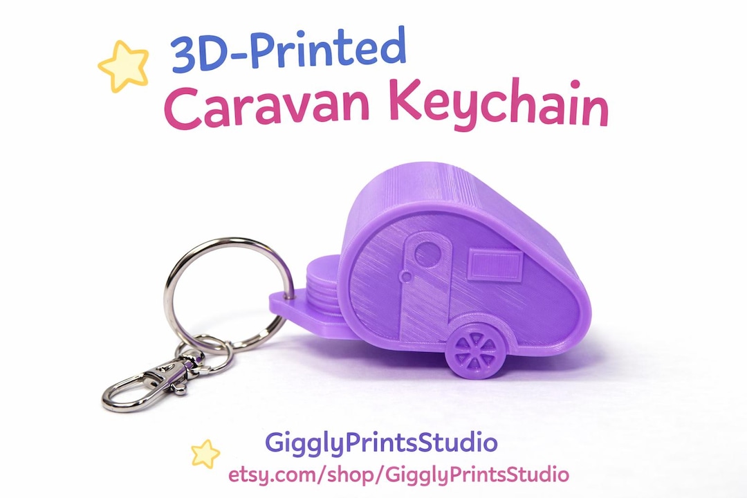 3D Printed Caravan Keychain | Purple Campervan Accessory - Etsy