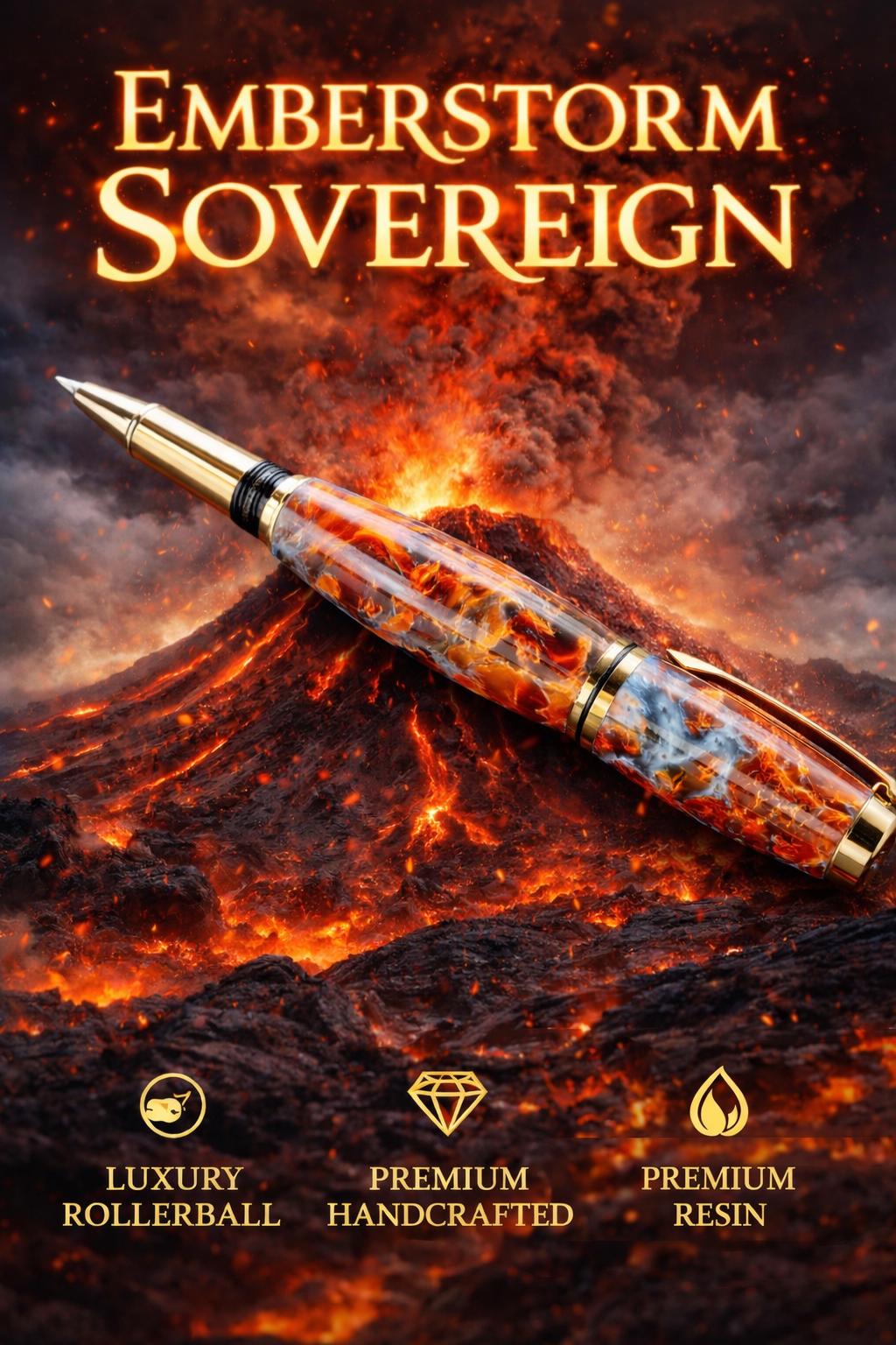 EMBERSTORM SOVEREIGN. Molten Metal Inspired Resin Rollerball Pen ...