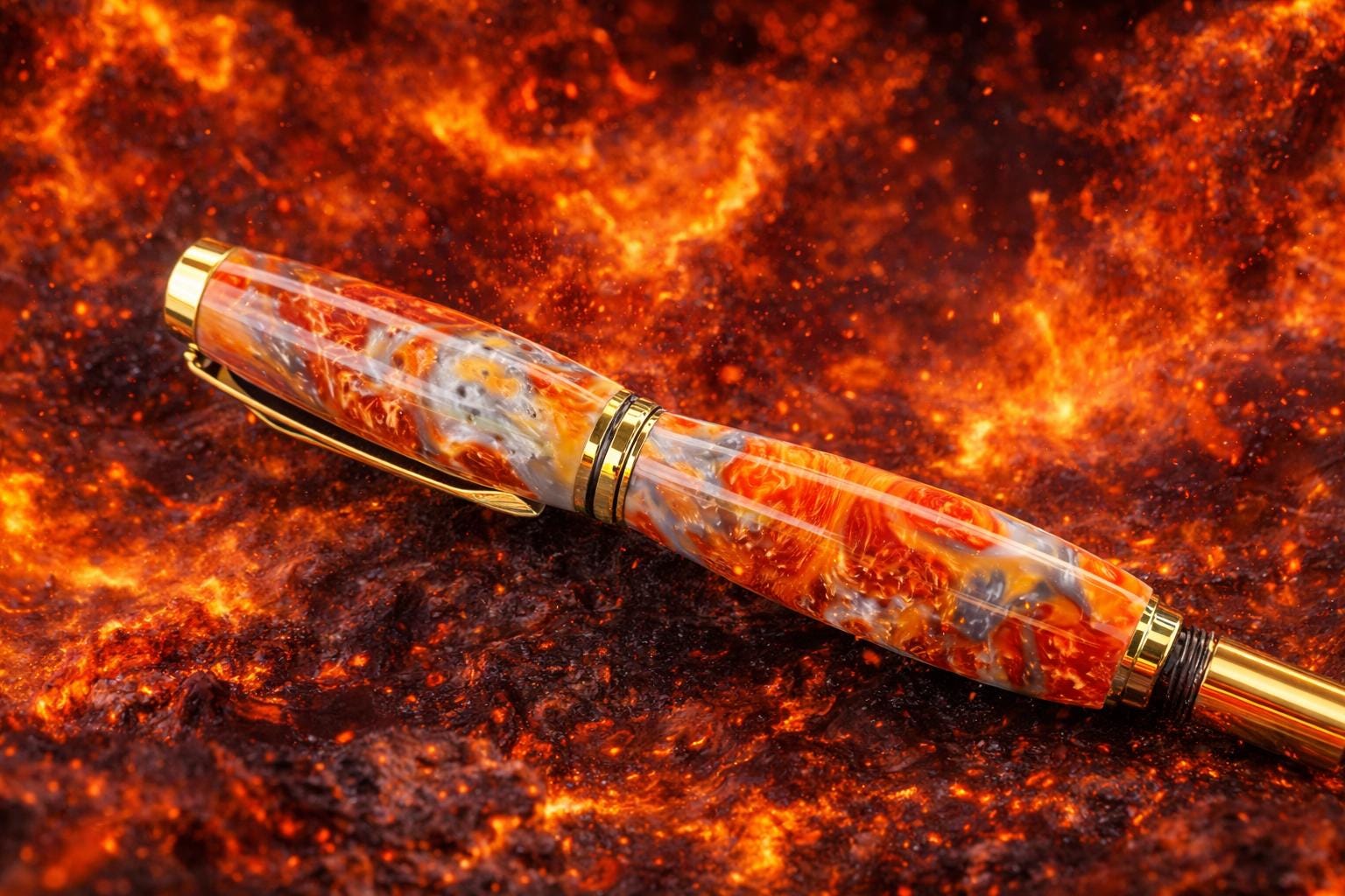 EMBERSTORM SOVEREIGN. Molten Metal Inspired Resin Rollerball Pen ...