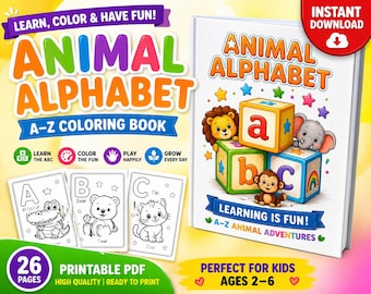 ABC Animal Coloring Book Printable PDF, Alphabet Coloring Pages for ...