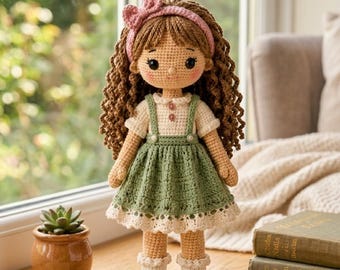 Handmade Toy for Children | Flower Headband  Doll Crochet Pattern | Digital Download  Crochet Pattern