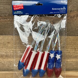 Firecracker Table Scatter/Decor: 6pcs 6" USA Red White Blue Patriotic Americana 4th of July
