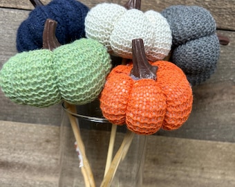 Decorative Picks: Pumpkins Sweater, 10-inch round, 7 inches, Variety of Colors. Fall, Thanksgiving.
