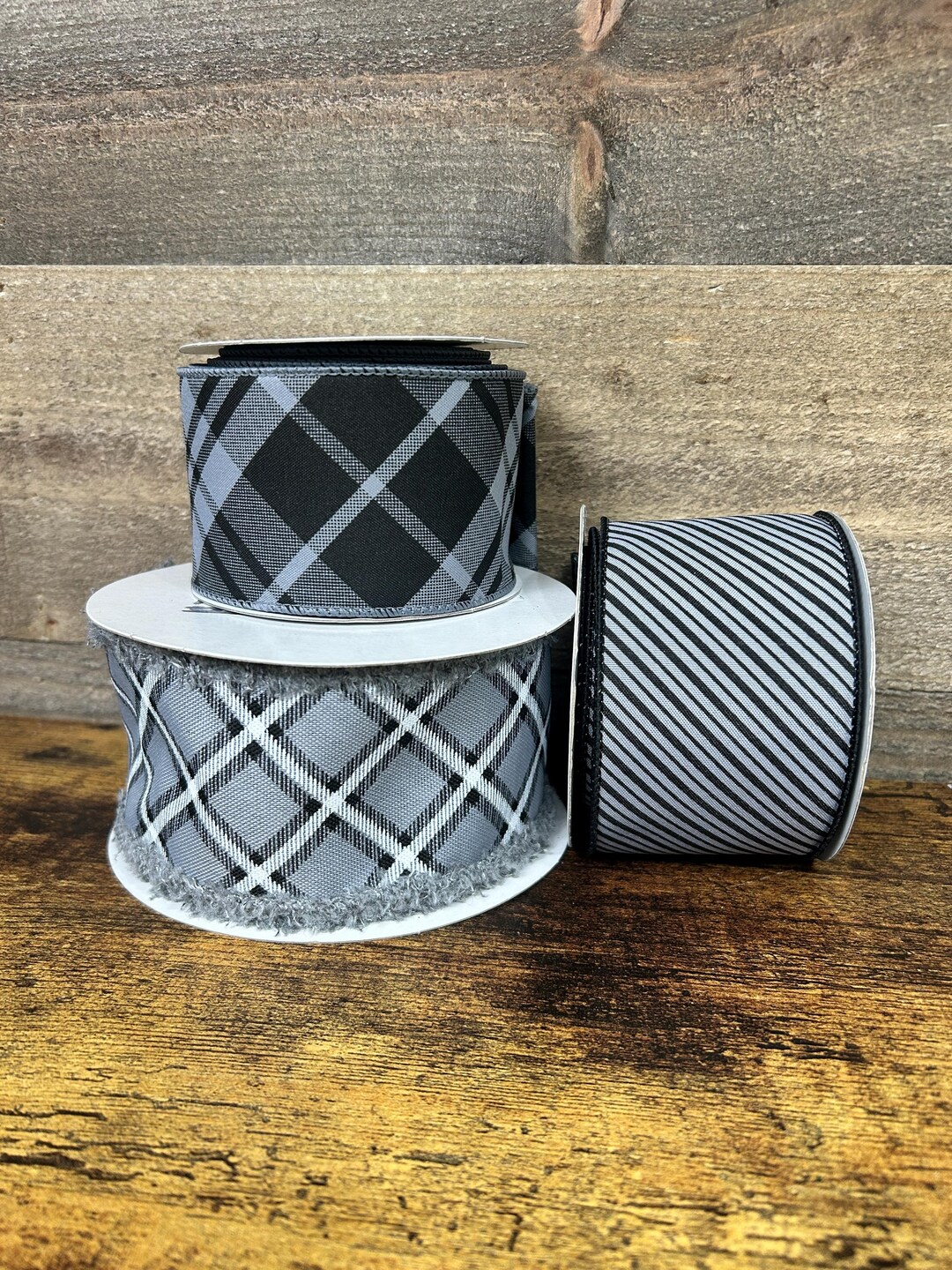 Modern Monochromatic Wired Ribbon Bundle: 2.5inchx10yards X3 - Etsy