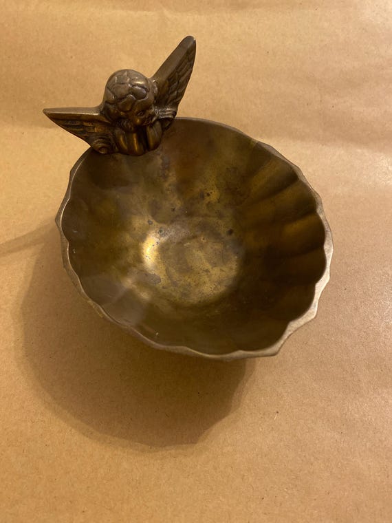 Solid brass cherub trinket dish - image 1