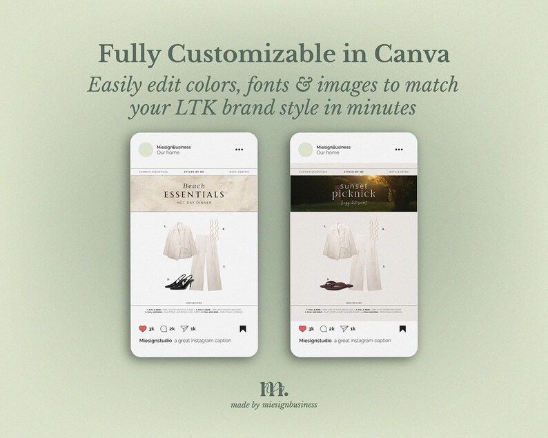 30 Instagram Canva Templates for LTK Creators, Editable Posts Stories ...
