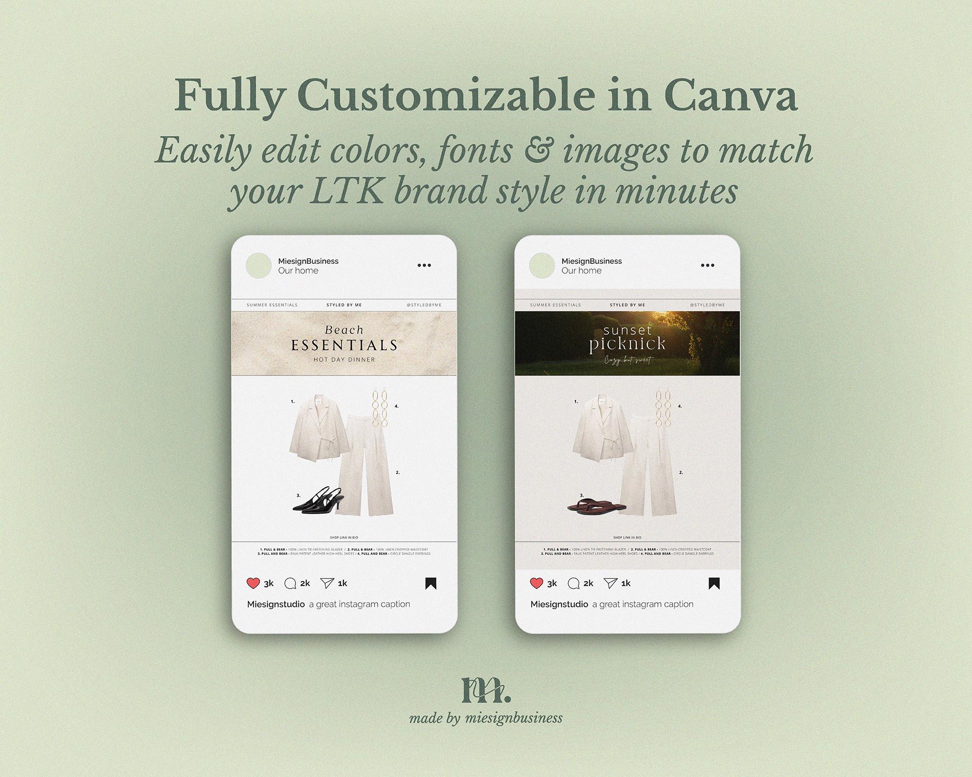 30 Instagram Canva Templates for LTK Creators, Editable Posts Stories ...