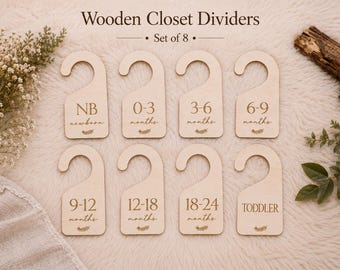 Wooden Baby Closet Dividers Set of 8 | Nursery Closet Organizer