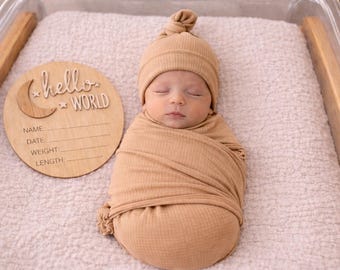 Newborn Boy Swaddle Set | Bamboo Cotton Baby Announcement Outfit