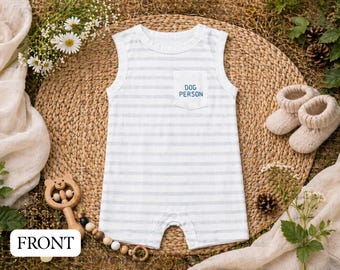 Dog Person Baby Romper | Striped Cotton Baby Outfit
