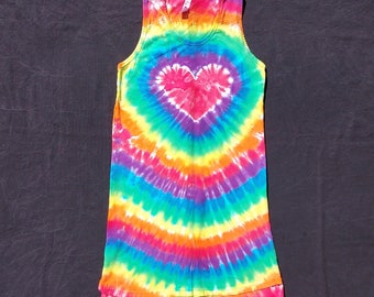 Rainbow Heart Tie Dye Small Ladies' Racerback Tank Dress