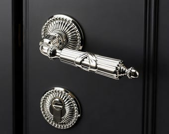 Messing Hebel Türgriff Schloss, Silber Moderne Türgriffe