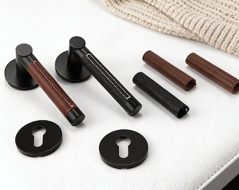 Leder Türdrücker, Türgriffschloss aus Messing