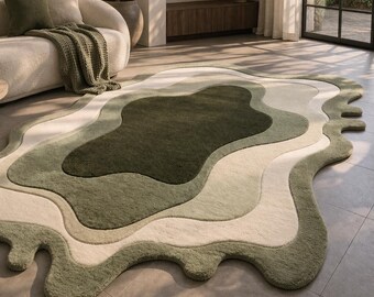 3D-Optische Täuschung Teppich | Moderner Geometrischer Schwarz-Weiß-Teppich