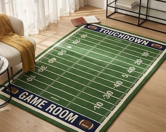 Football Feldteppich Spielzimmer Dekor, American Football Teppich, Sport Thema Teppich, Jungenzimmer Teppich, Mannhöhle Dekor, Touchdown Feldteppich