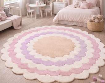 Pastell Blumen Teppich | Weicher Kinderzimmer Teppich, Kinder Spielzimmer Dekor
