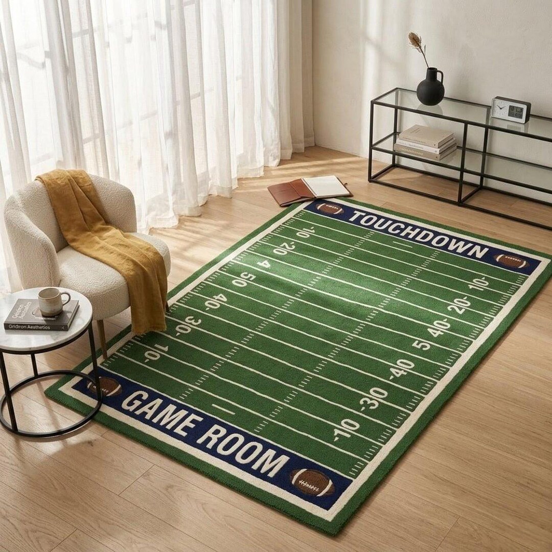 Football Filed Rugg Football Field Rug Game Room Decor, American Football Carpet, Sports ...