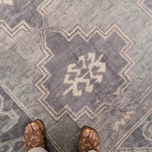 Vintage Distressed Grey Blue Rug 8x10, Neutral Turkish Style Rug, Faded Tribal Area Rug, Minimalist Boho Carpet, Washed Antique Look
